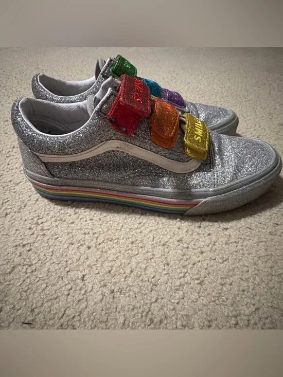 Vans Women’s Size8.5 x Flour Shop Old Skool Shoes Sneaker Glitter Rainbow Pride - Picture 6 of 10